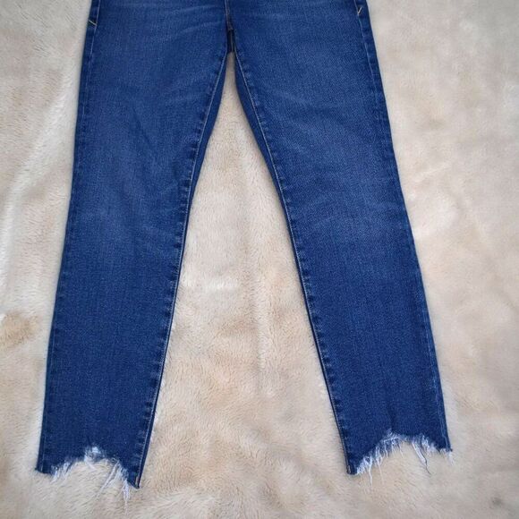 Good American High Rise Cropped Straight Jeans Size 26 Frayed Hem - Picture 12 of 13
